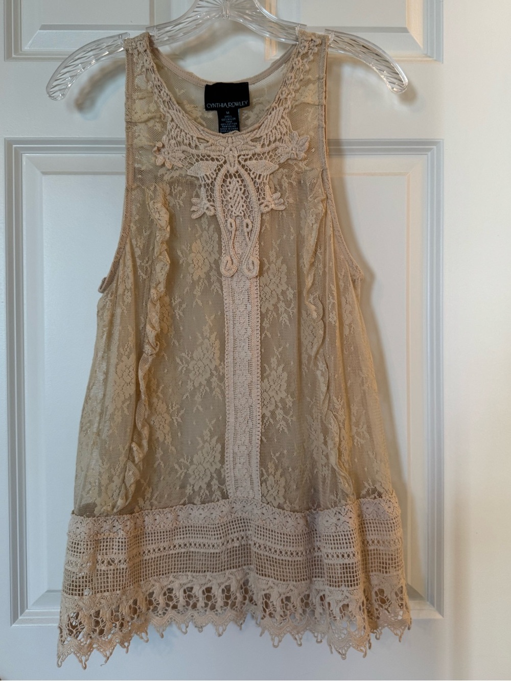 Cynthia Rowley Lace Tunic Tank Top, Medium